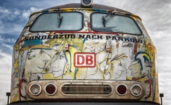 loc, locomotive, railroad, historical, diesel, front, nostalgia, railcar, broken, train, special train to pankow, udo lindenberg, obsolete, retired, shut down, discarded, multicoloured, deutsche bahn, story, train, train, train, train, train