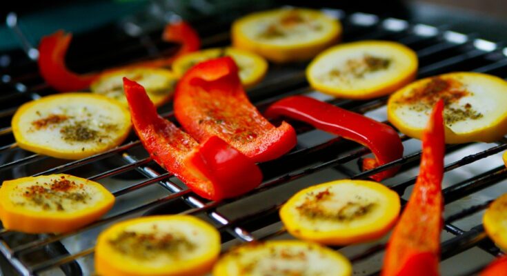 grill, vegetables, food, courgette, peppers, electric grill, vitamins, fresh, nature