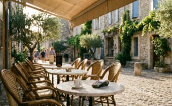 Café-Terrasse in einer südfranzösischen Kleinstadt